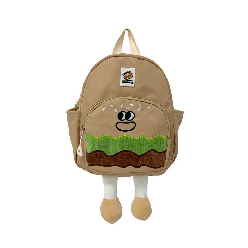 Cartoon Hamburger School Backpack Students Bag Breathable Outdoor Gift Travel