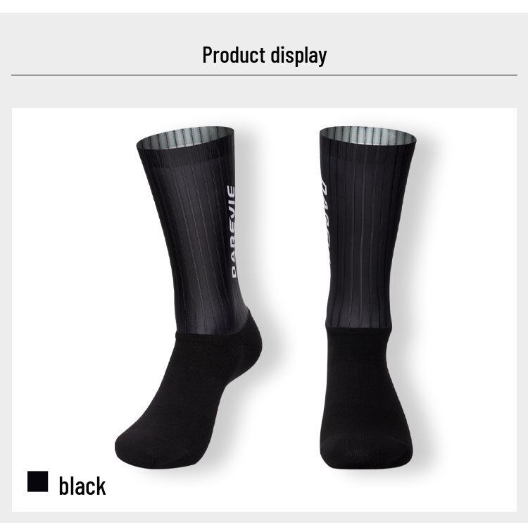 Calzini da Ciclismo Brave Darevie Aero - Lycra a Righe, Traspiranti, Design Aerodinamico