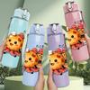 1PC Cookie Cat Drink Tea Cartoon Print 750ml Color Plastic Sports Water Bottle Leakproof Flip Straw Lid Suitable for Sports Office Home Use