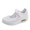 Spring and Autumn Large Size New Mesh Hollow Slope Heel Velcro Casual Rocking Shoes Casual Single Shoes Women