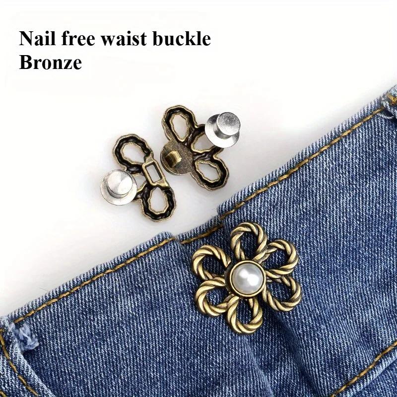2pcs Adjustable Waist Elastic Pants Buckle Flower Shape Clip,Suitable for T-Shirts,Trousers,No Sewing Required,Easy To Remove