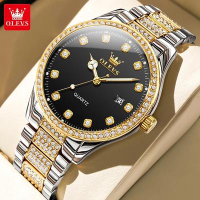 Pánské diamantové hodinky Luxusní business šaty náramkové hodinky Quartz Nerezová ocel Vodotěsné hodinky Luminous Day