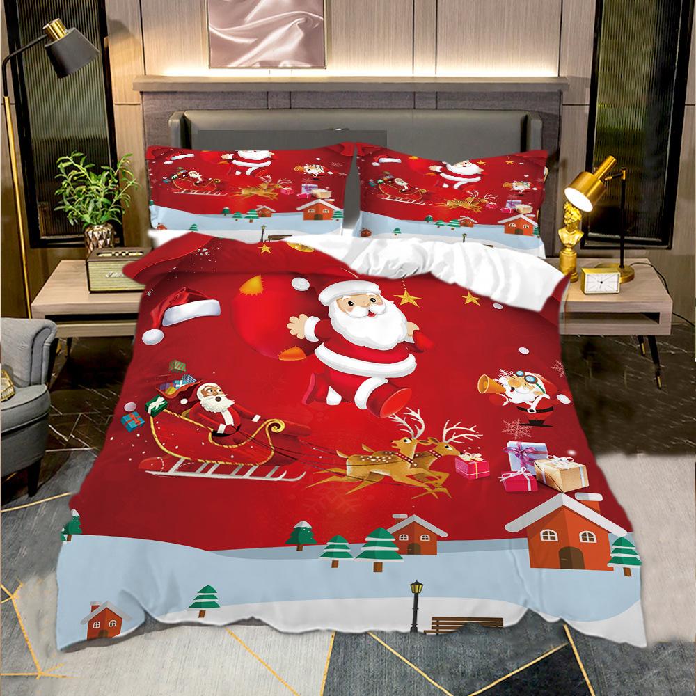 Christmas Series Three-Piece Bedding Digital Printing Christmas Letter Quilt Set