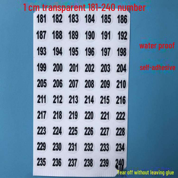 

1-180 Пронумеровані прозорі наклейки для косметичних засобів