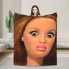 Soft BlanketChildren Picnic Funny Disgusting Doll Face Meme Hilarious Sarcastic Throw Blanket Flannel Bedspread For Bedroom