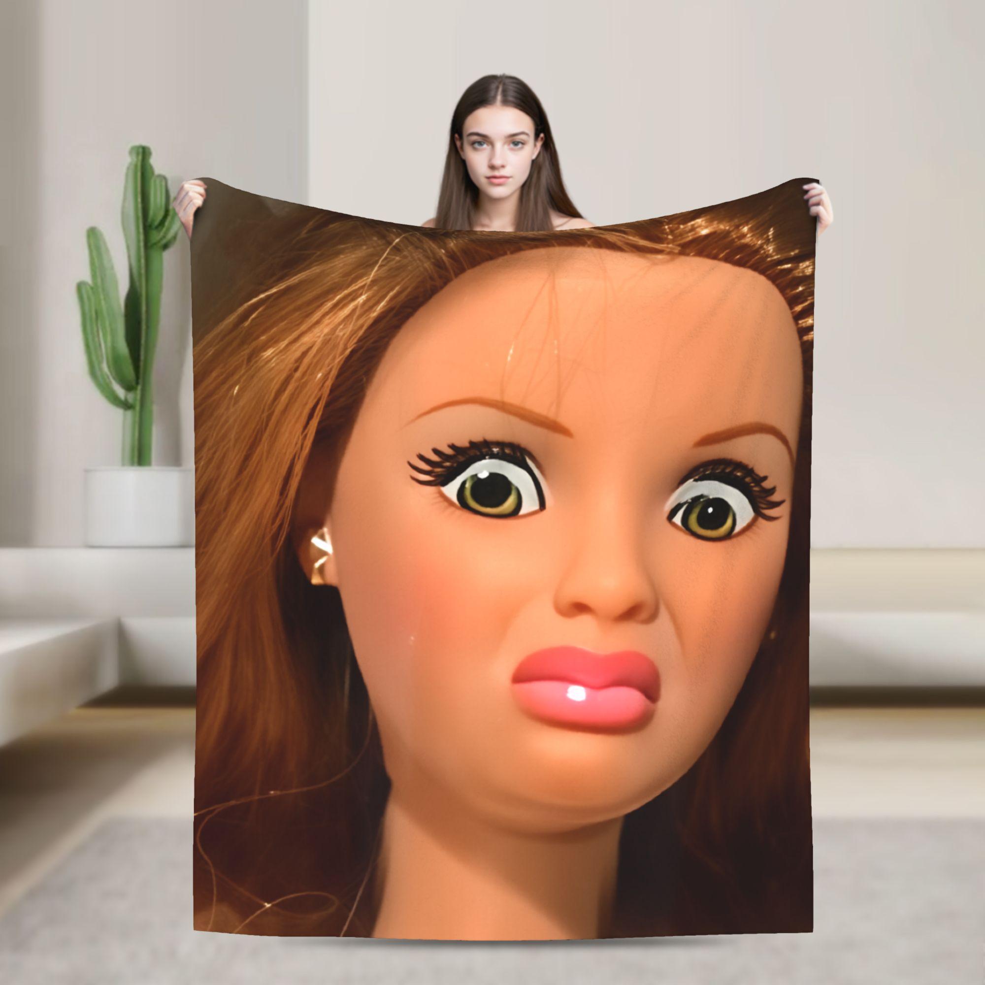 Soft BlanketChildren Picnic Funny Disgusting Doll face Meme Hilarious Sarcastic Throw Blanket Flannel Bedspread For Bedroom 100x150cm