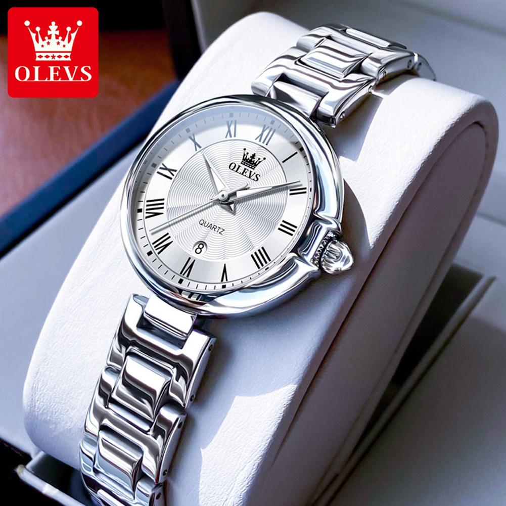 OLEVS Women's Watches Roman Scale Auto Date Exquisite Small Dial Stainless Steel Waterproof Elegant NEW Ladies' Watches