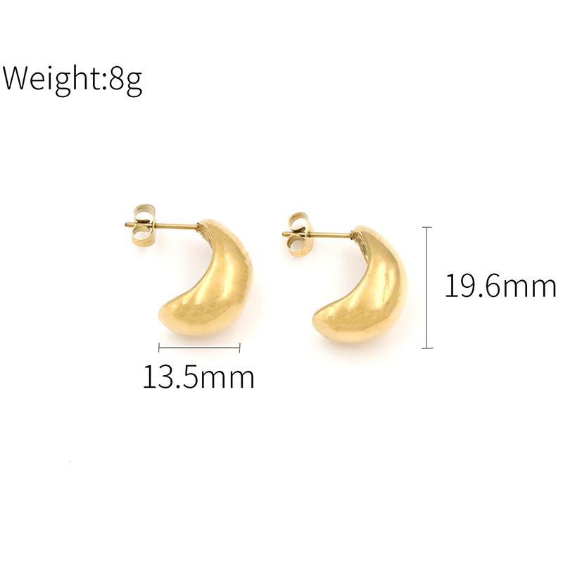 

Personalized Titanium Steel Semicircular Hollow Stud Earrings Jewelry Premium Sense 18K Electroplated Geometric Earrings