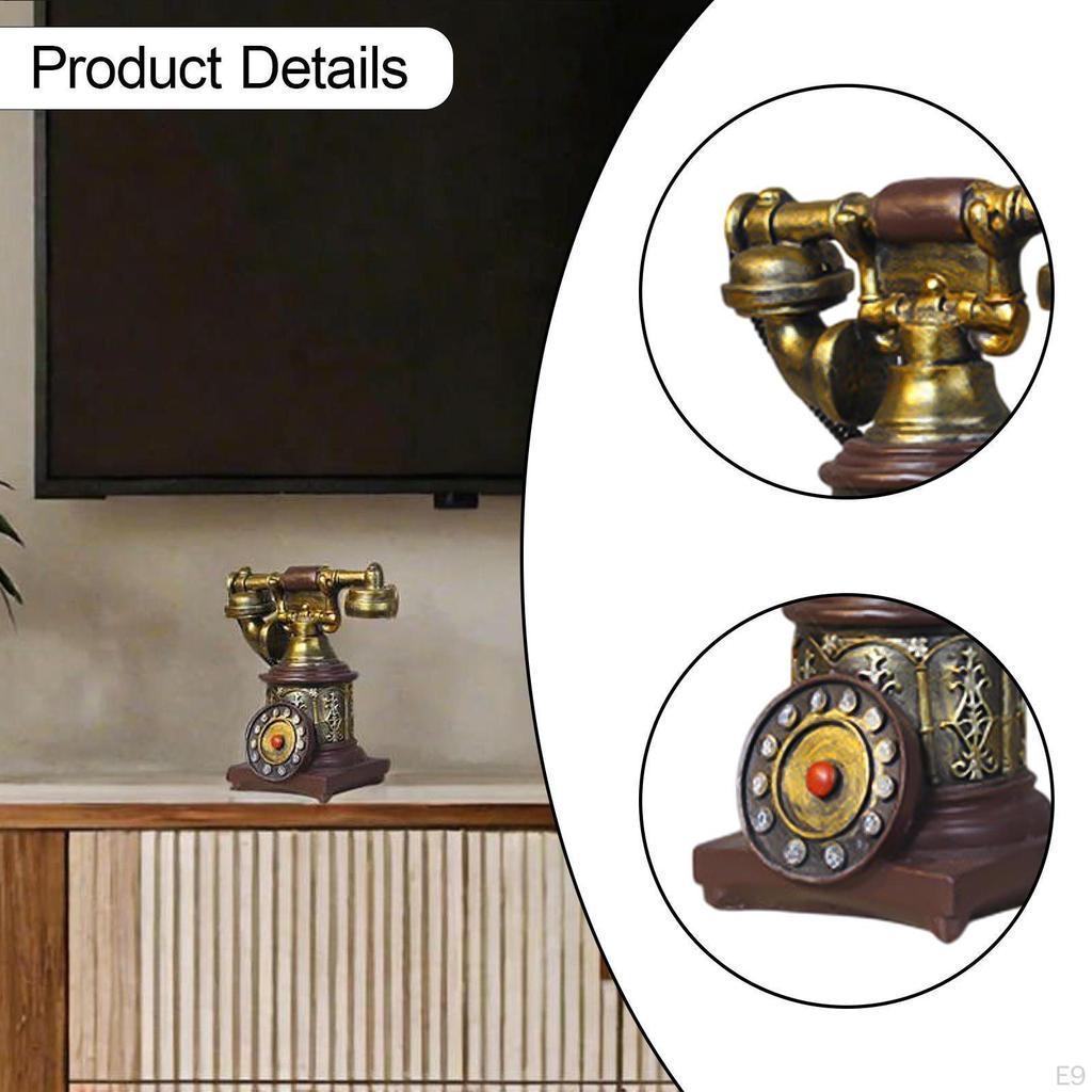 Phone Model Antique Figurine Creative,Corded,Desk Phone,Wall Decor Statue Vintage Rotary