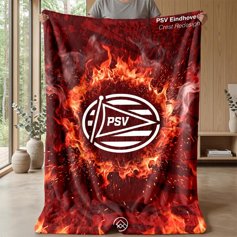 PSV Eindhoven FC Coperta Morbida in Pile di Flanella Leggera Accogliente Calda Coperta da Divano Letto Decorazione per la Casa