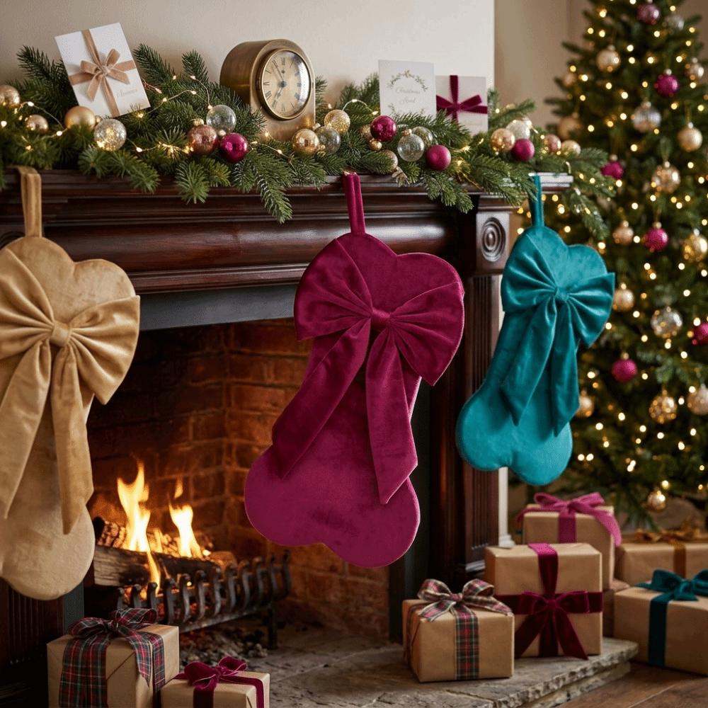 Bone Shape Christmas Gift Bag Home Decoration Hanging Sock Ornaments New Year