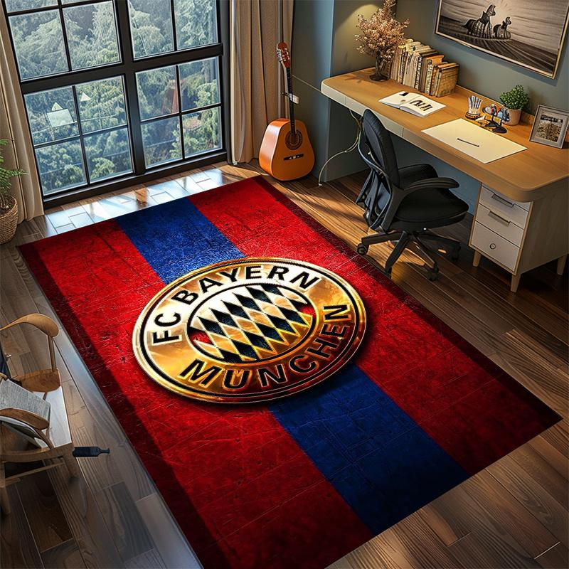 1Pc Football Team Cartoon Print Carpet High Quality Comfortable for All Seasons, Home Decor