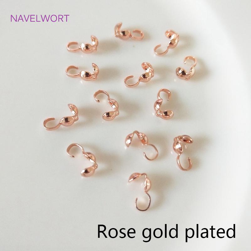 Jewellery Making Supplies Findings Thickened 14k/18k Real Gold Plating 4MM Double-Cup Bead Tip Crimp Cover for DIY