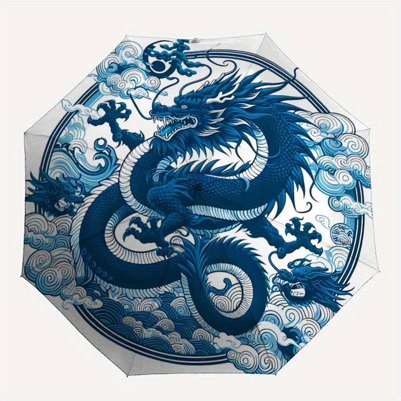 

1pc Dragon Patterns Automatic Folding Umbrella, Portable & Foldable Design with 8 Ribs, Casual Outdoor Accessory Halloween and Christmas gif