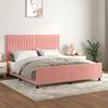 Pink Velvet Bed Frame with Adjustable Headboard 160 x 200 cm