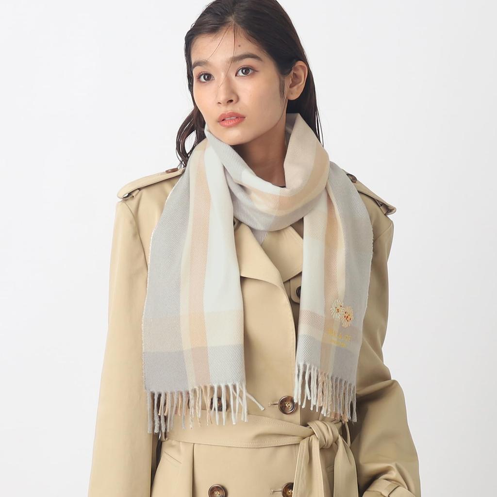 Paul Joe Moonbat Chrysanthemum Logo Embroidered Scarf with Branded Beige & (44585) Packaging,