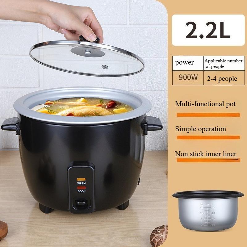 220V White Pot Style Mini Rice Cooker Food Steamer Multi Cooker Nonstick Steam Tray Tempered Glass Lid Easy Cleanup
