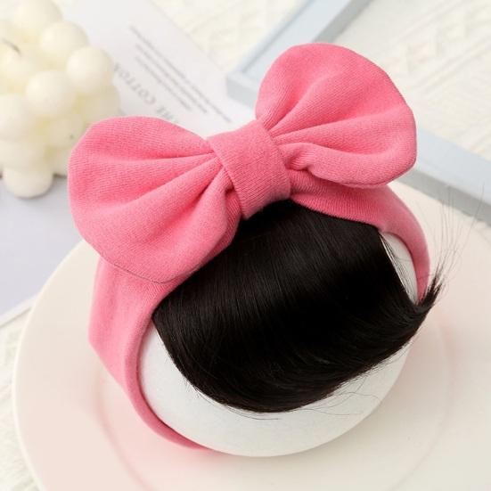 Baby Wig Headband with Bowknot Bangs Decor Elastic Cotton Hair Band Comfortable Hairpiece Baby Girls Hair Accessories