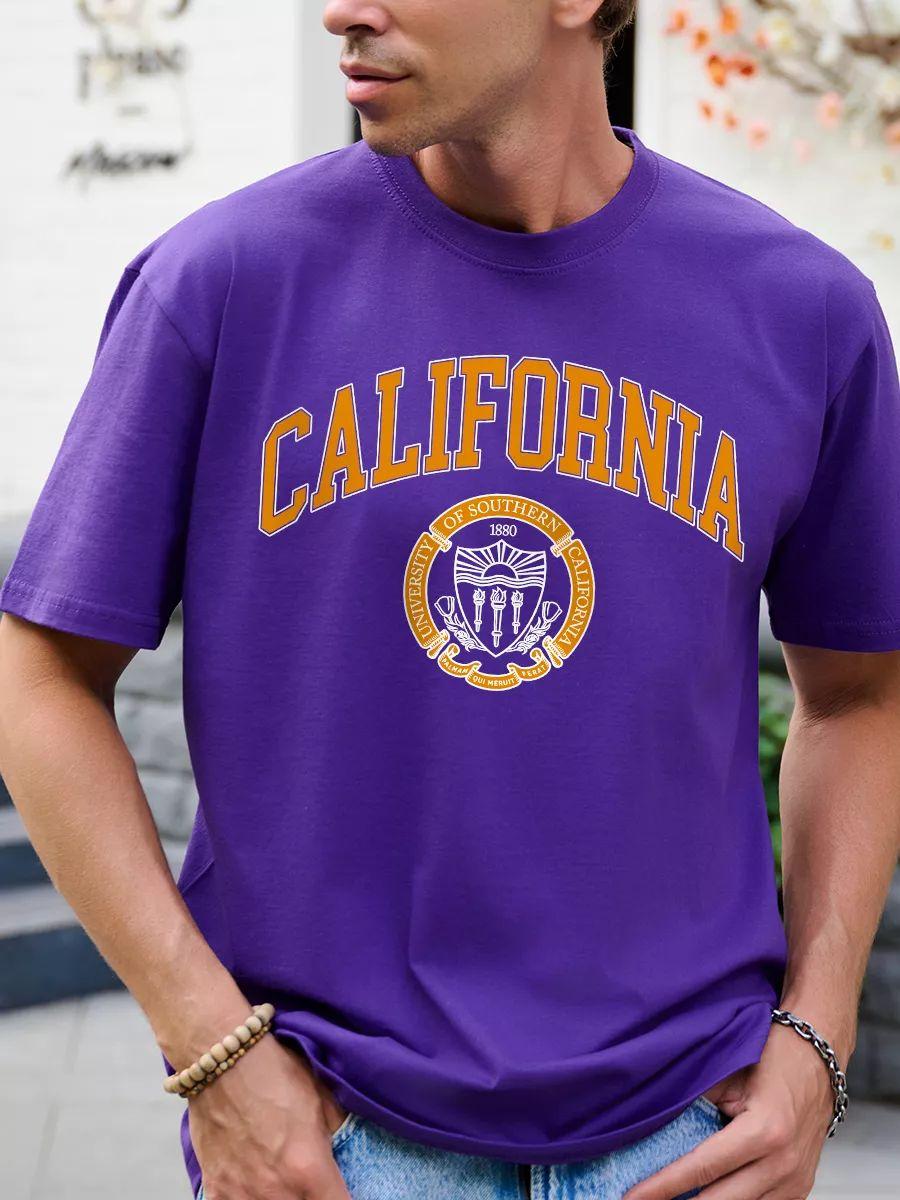 Purple cotton oversized print T‑shirt 2XL