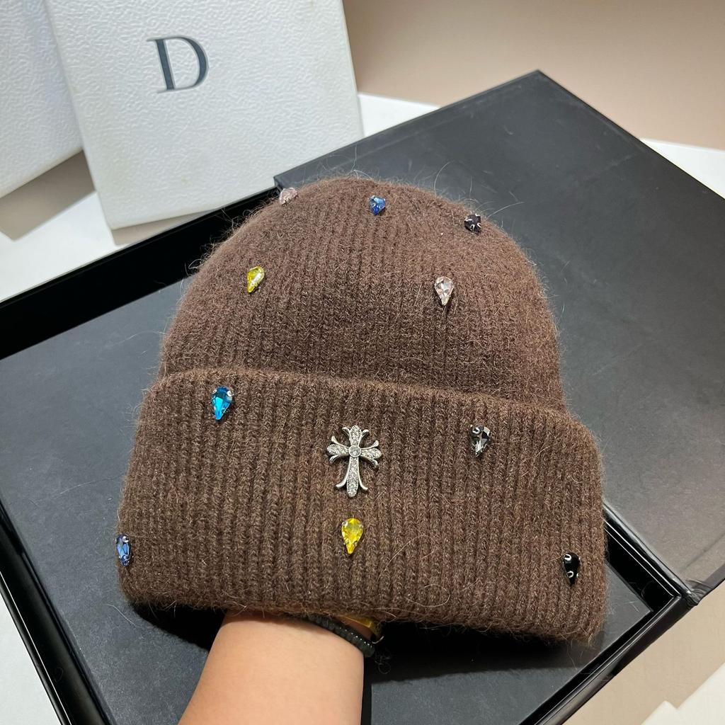 Fashionable Cross-stitch Luxury Colorful Knitted Beanie - Winter Outdoor Warm Soft Plush Earflap Hat