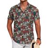 Vintage Skelett mit Rose Button-Down-Hemd Lässig Kurzarm Unisex Streetwear SCHÄDEL Grafik 3D-Druck Hemden