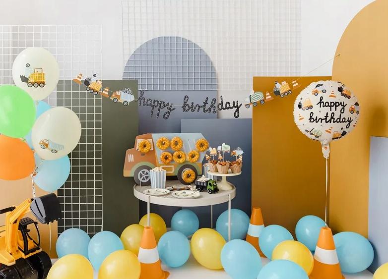Happy Birthday Foil Balloon Construction Vehicles Excavator Birthday 45cm