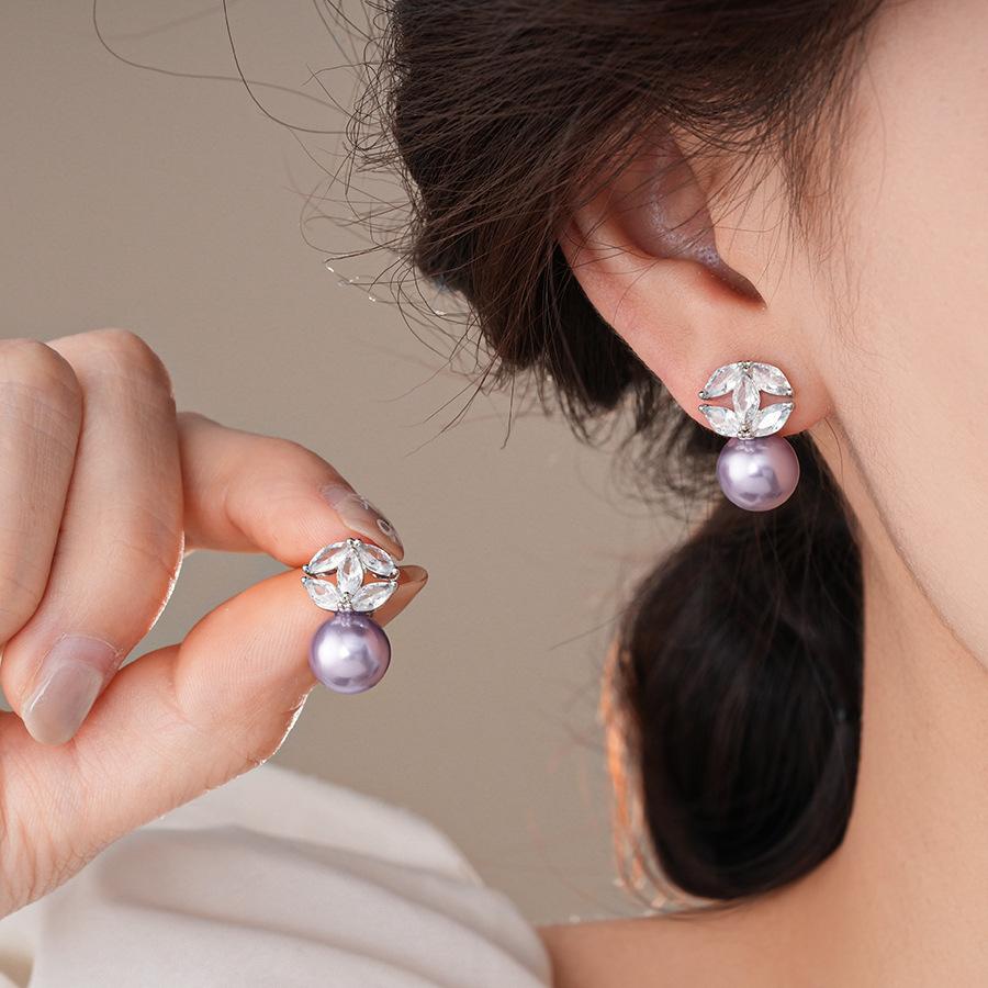 Silver Needle Super Fairy Elegant Bow Flower Stud Earrings French Light Luxury Earrings Literary Style Sweet Versatile Earrings