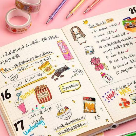 Highlighter Pen Set Transparent Body Multicolored Painting Pen with Glitter Sparkling Effect Smooth Metal Tip Ink Highlighter for Note Marking