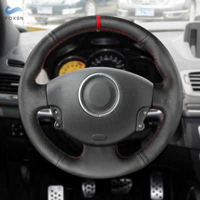 For Renault Megane 2 2003 2004 - 2008 Kangoo 2008 Scenic 2 2003 - 2009 Car Steering Wheel Cover Trim Black Leather with Red