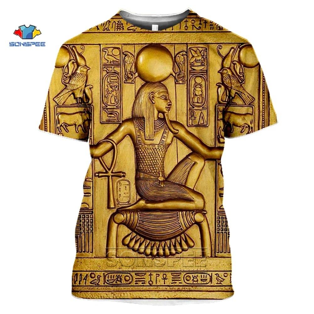 SONSPEE 3D tričko s potiskem staroegyptští muži/ženy Vintage streetwear tričko mládež retro egyptské tričko letní top oblečení