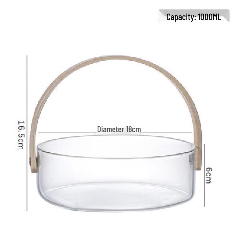 Shangqi Portable Glass Fruit & Salad Serving Bowl with Handle