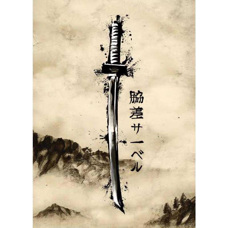 Japanisches Samurai Leinwandgemälde Wandkunst Charakter Poster und Drucke Heimdekorationsbild für Wohnzimmer Schlafzimmer Ästhetisch