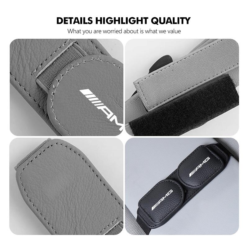 BTY4  Leather Car Glasses Clip Sun Visor Eyeglasses Card Ticket Holder For Mercedes Benz AMG W202 W212 W213 W220 W221 W222 C180 C200