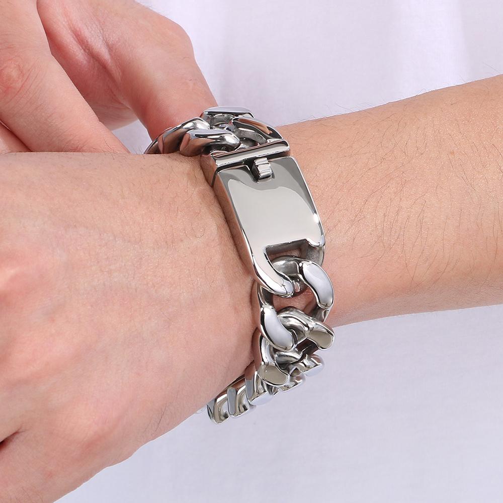 Hiphop Stainless Steel Bracelet Men's Accessories Christmas Gifts Jewelry Matte Brushed 20MM Width Curban Chain Man Bracelets