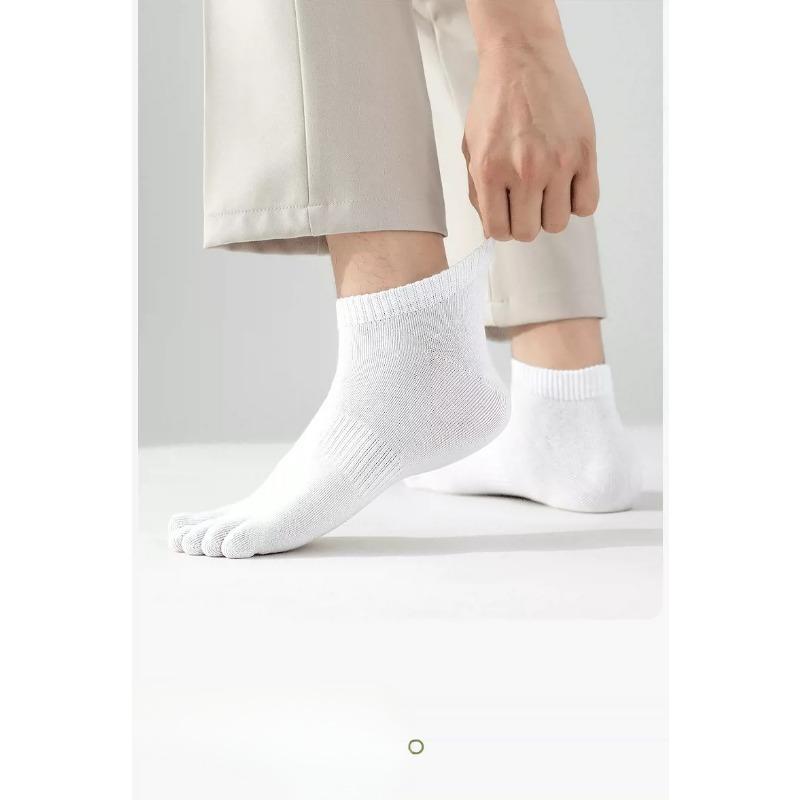 Femtåstrumpor för män, Delade tåstrumpor, Enfärgade Sportstrumpor, Svettabsorberande och Andningsbara Korta Strumpor för Vår och Höst