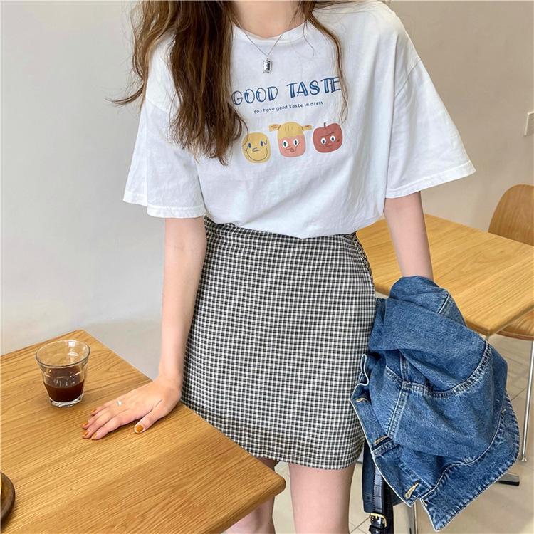 Women's Casual Short Sleeve T-Shirt Cute Cartoon Bear Print Loose Crew Neck Summer Basic Tee Top