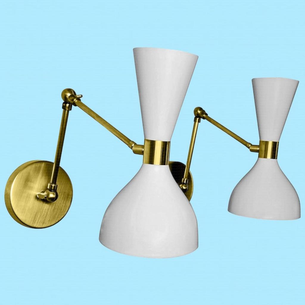 1950er Mid Century Wandleuchte Italienisch Modern Zeitgenössisch Stilnovo Stil Diablo Wandleuchten Lampe (Single)