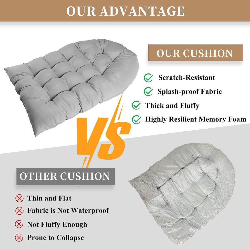 Hanging Egg Chair Cushion Pad, Washable, Comfortable, Soft Chair Seat Cushion, Thicken for Outdoor,Indoor, Porch,Patio,