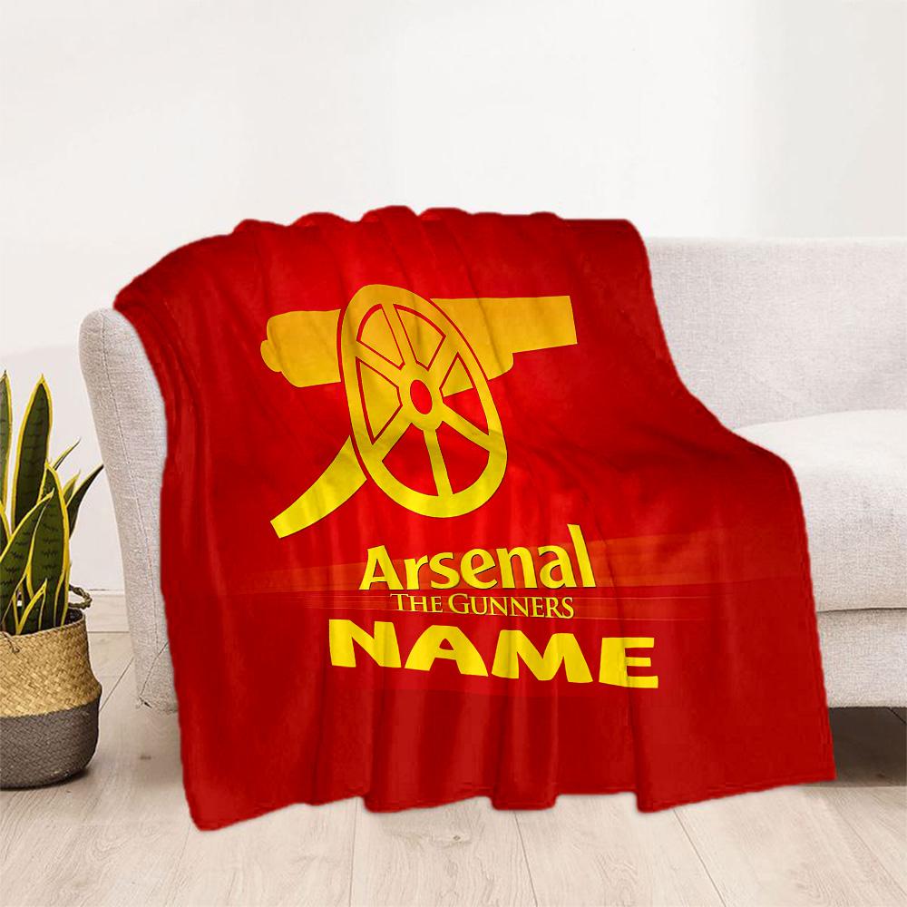 Coperta con Stemma del Football Club Arsenal Testo Personalizzabile Coperta Accogliente Personalizzata Morbida Calda Accogliente Perfetta per Ufficio Picnic Riposo Biancheria da Letto per Tutte le Occasioni