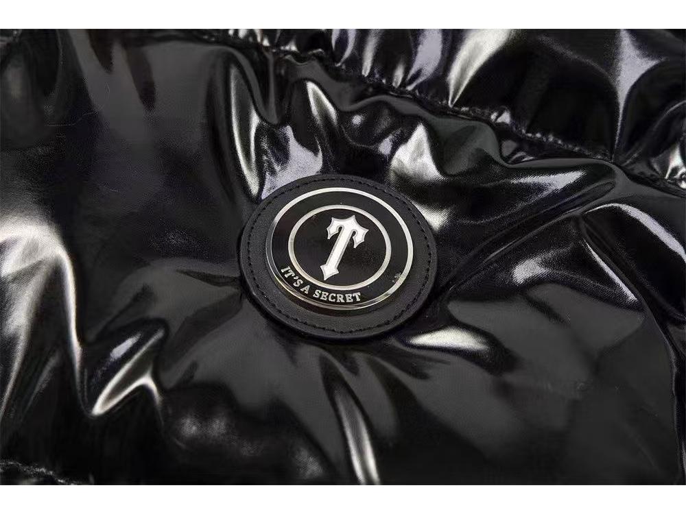 Jaqueta de Algodão Espessa Trapstar Preta Brilhante com Capuz Removível - Roupa Exterior para Casal