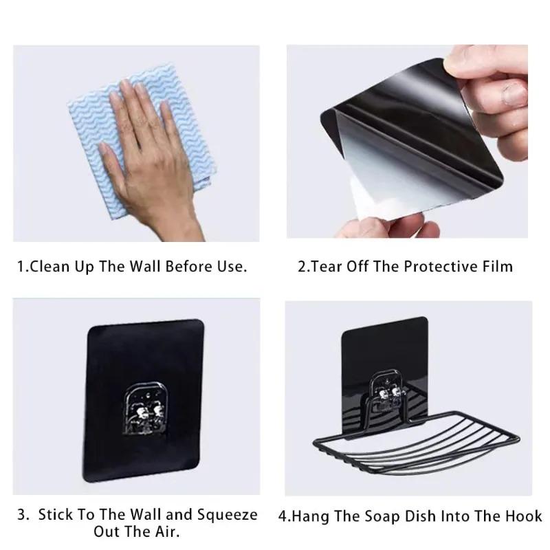 New Stainless steel soap box without drilling, wall-mounted bathroom soap box, bathroom net basket soap rack 1pcs