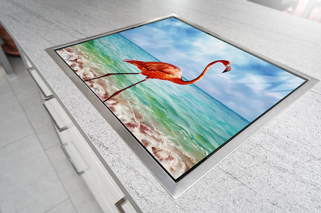 GLAS-KOCHFELDSCHUTZPLATTE 70x52 FLAMINGO