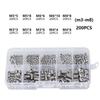 Stainless Steel Hex Socket Grub Screws 200pcs Set M3 M4 M5 M6 M8 With Cone Point Tapered End For Machinery