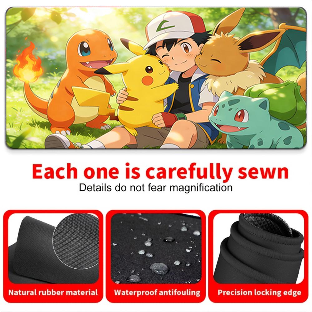 Cute Pikachu Love Star Print Gaming Desk Mat NonSlip Washable Mouse Pad 30x80x0.2cm