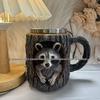 Handgefertigte Waschbär und Panda Baumhöhle Tasse