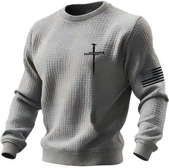 2025 Men's Plaid Embroidery Round Neck Digital Hoodie - New Loose European and American Style