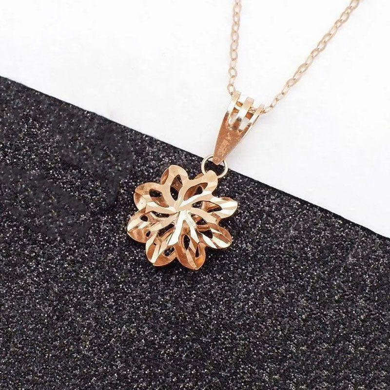 Purple Gold Simple Fashion Trend Temperament Rose Gold Plated Hollow Flower Pendant Necklace