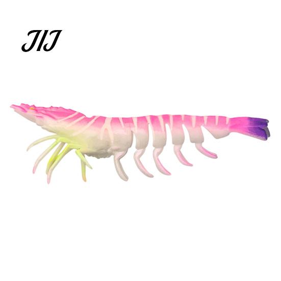Flexible Fishing Baits 9.5cm/4.8g TPE Soft Bionic Shrimp Bait, Realistic Glitter Lure, Simulation Lifelike Swimming Prawn Swim Bait for Freshwater