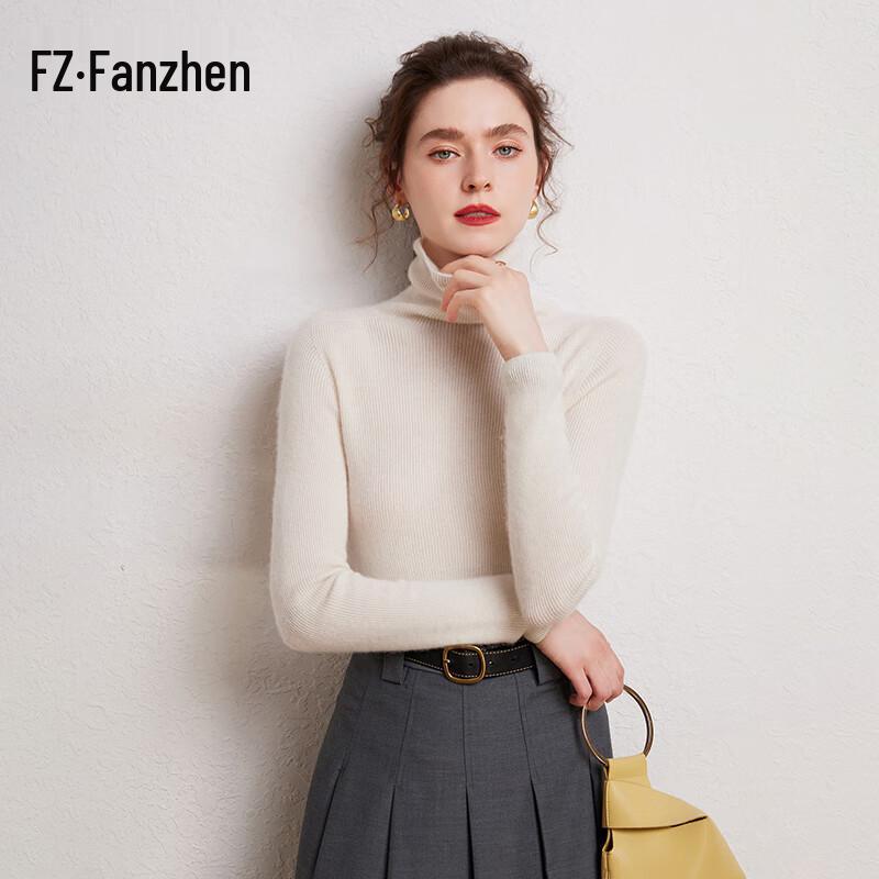 Fanzhen Women's 100% Cashmere Cowl Neck Sweater