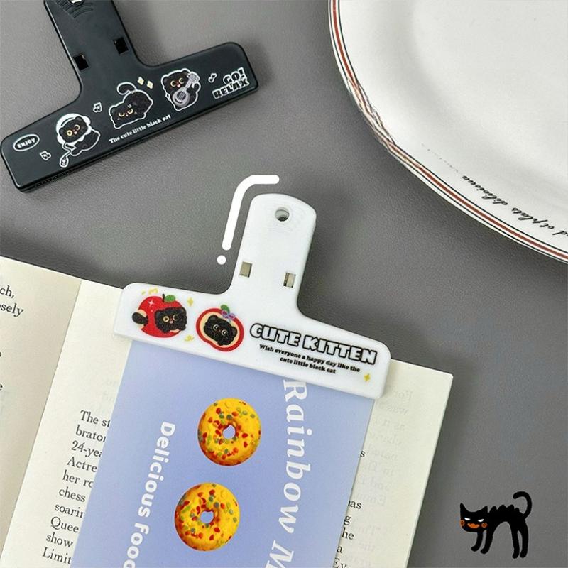 Kawaii Czarny Kot Plastikowy Klips Śliczne Klipsy Biurowe do Dziennika Scrapbookingu Planera Wielofunkcyjny Klips na Rachunki Notatki Memo